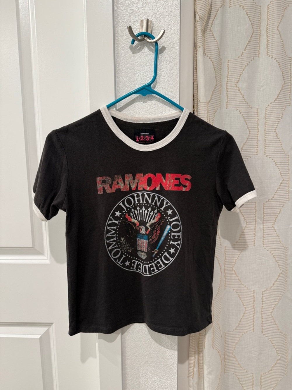 Cropped Black Graphic Ringer Tee